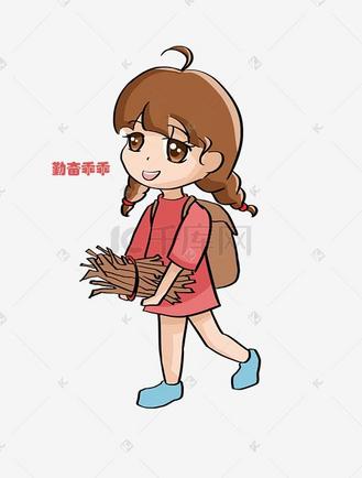 开学季女孩勤奋乖乖