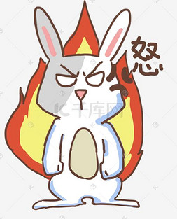 兔子卡通灰图片_表情怒灰兔子插画