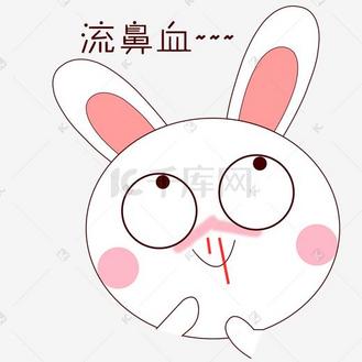 小兔子卡通动物表情图片素材_卡通小兔子好色流鼻血表情