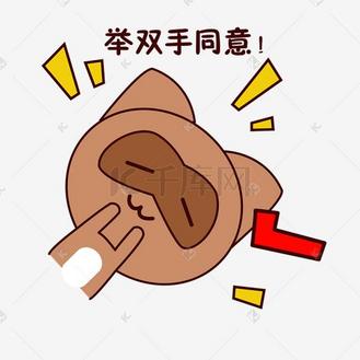 萌宠搞笑图片素材_手绘卡通可爱萌宠动物表情包棕色浣熊赞成同意可以
