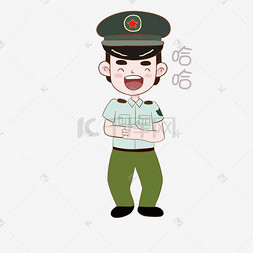 国庆节军人表情包哈哈插画
