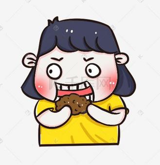 卡通手绘吃土的小女孩