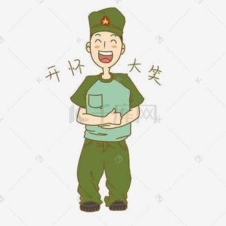 手绘男孩军训表情包开怀大笑插画