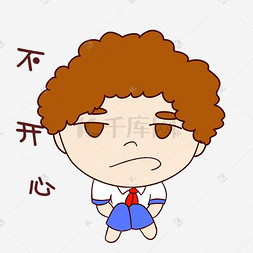 开学男孩不开心军训不开心女学生插画开学季男孩写不完表情包插画开学