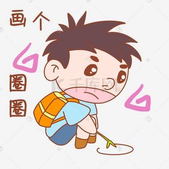 卡通可爱搞怪小男孩画个圈圈表情包