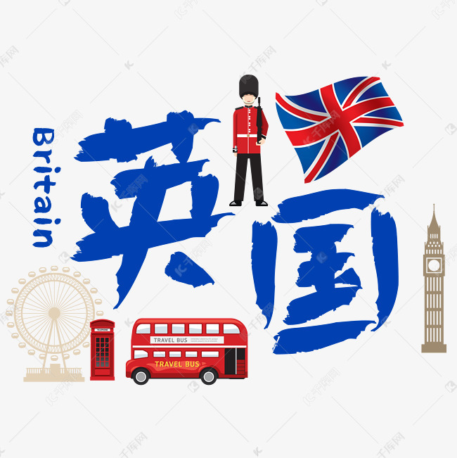 旅游热门城市英国矢量艺术字
