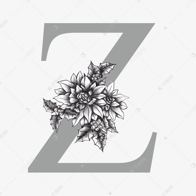 灰色轻奢大气字母z