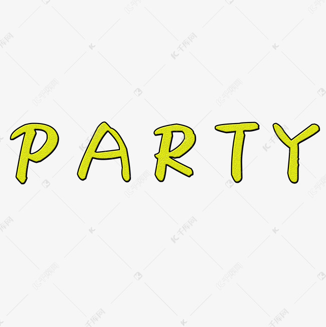 土黄色party字体