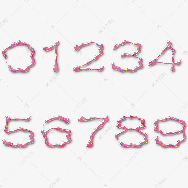 千库原创粉色草莓甜甜圈数字