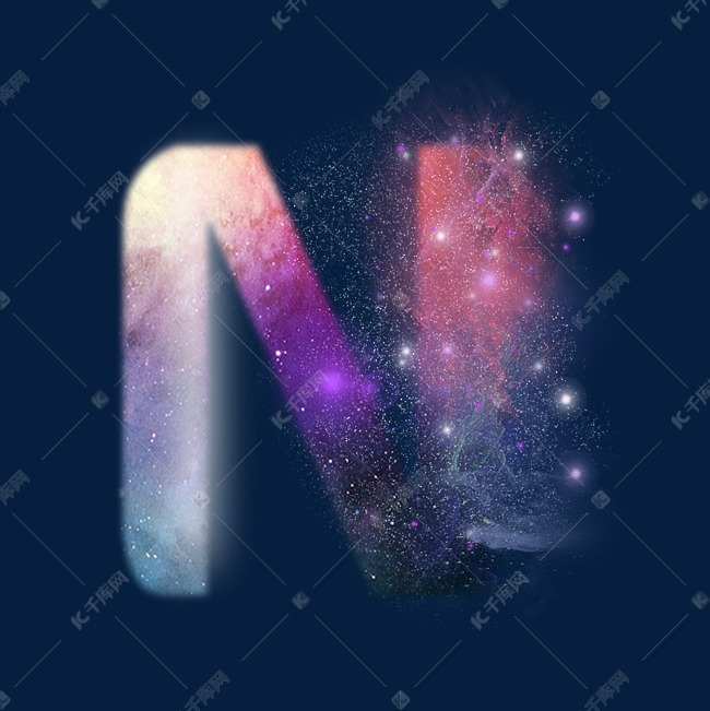 创意星空蓝色红色字母n