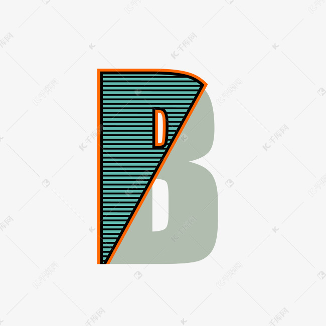 创意条纹字母B
