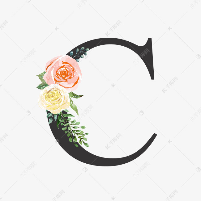 创意婚礼季字母C浪漫花朵