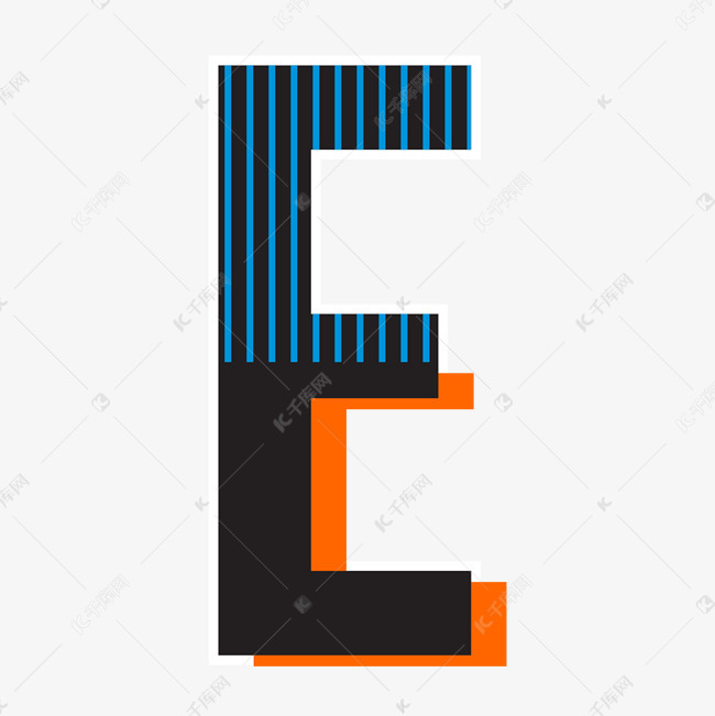 时尚创意科技条纹字母E