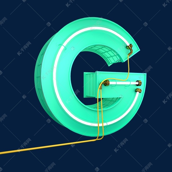 英文字母大写g数字字母字母素材3d立体灯管字