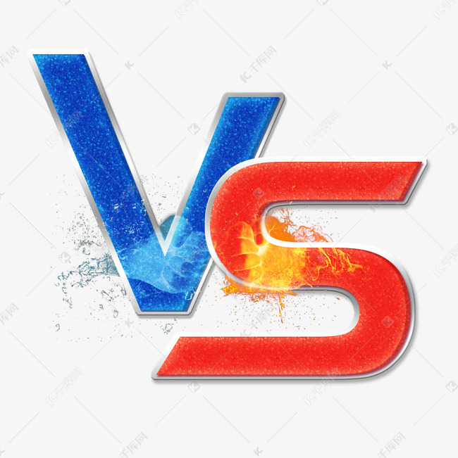 蓝色红色立体字vs