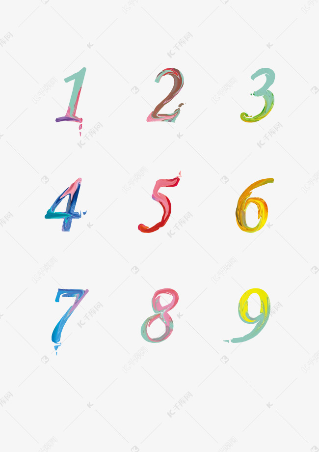 油漆飞溅数字套图艺术字设计图片-千库网