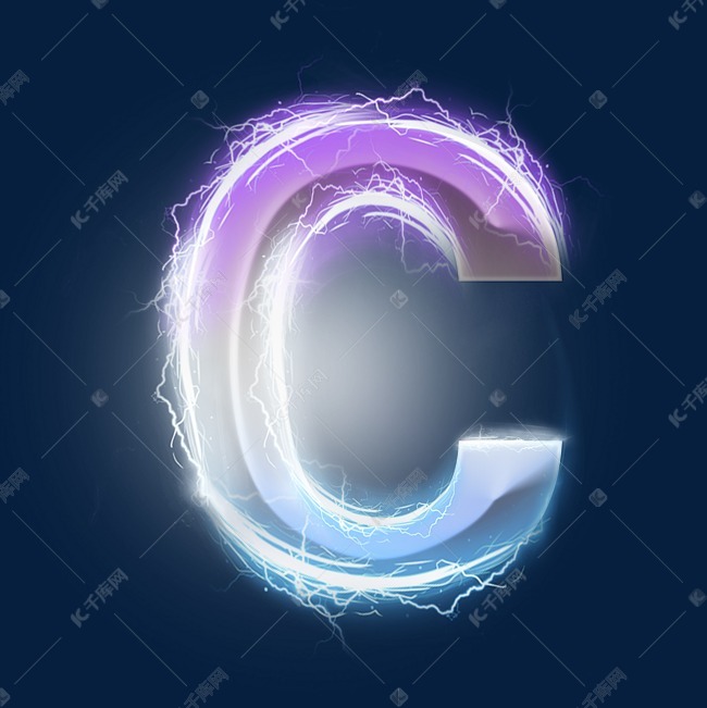发布,千库艺术文字频道为炫酷紫色蓝色闪电字母c艺术字体提供免费下载