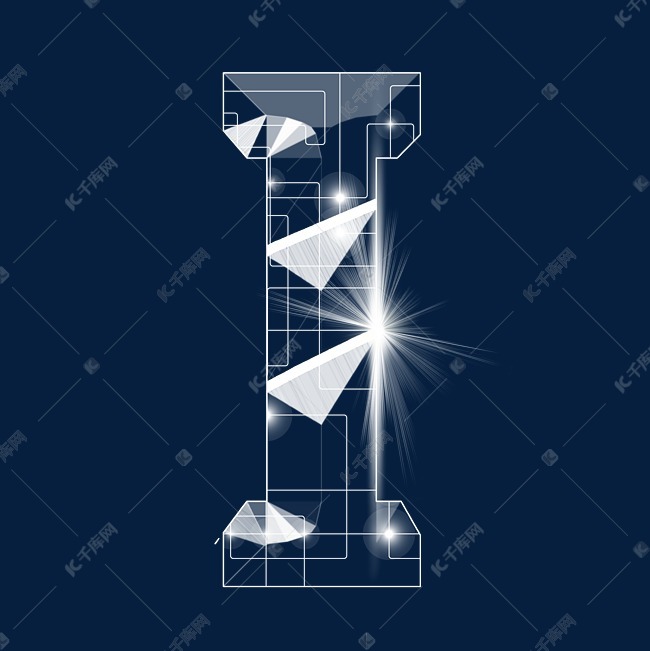 透明线条光效psd字母i艺术字设计图片-千库网