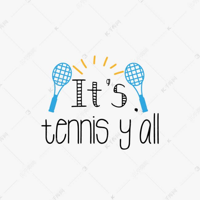 Svg卡通黑色手绘插画这是网球赛英文字母 艺术字设计 千库网