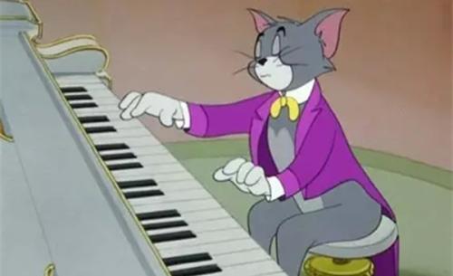 黑白猫配乐音频素材_动漫汤姆猫专心弹钢琴音效