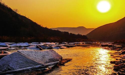 夕阳美景配乐音频素材_夕阳下河水静静流淌音效