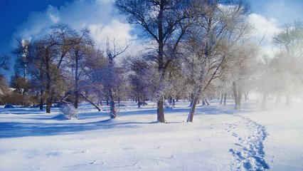 冬天雪山插画配乐音频素材_冬日里凌冽的寒风呼啸音效