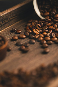 咖啡杯咖啡豆摄影图