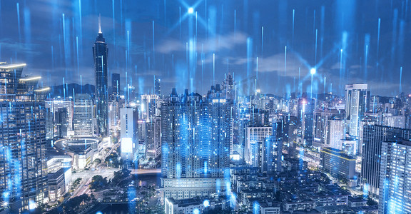 未来科技感城市摄影照片_科技城市建筑背景摄影图