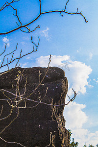 石头假山景观蓝天摄影图