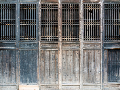 复古古代古风木质门摄影图