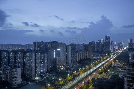 城市建筑车流夜景摄影图