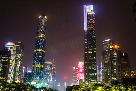 广州珠江新城的夜景摄影图