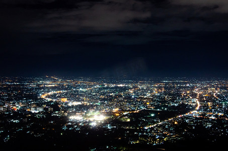 夜景门庭摄影照片_清迈夜景摄影图