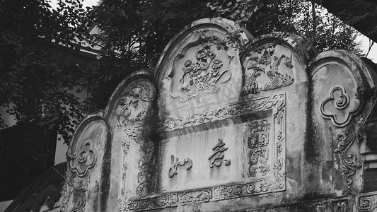 中国风雕塑摄影照片_中国四川特色古建筑摄影图