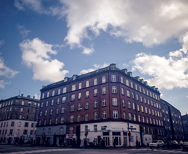 丹麦的红色复古建筑摄影图