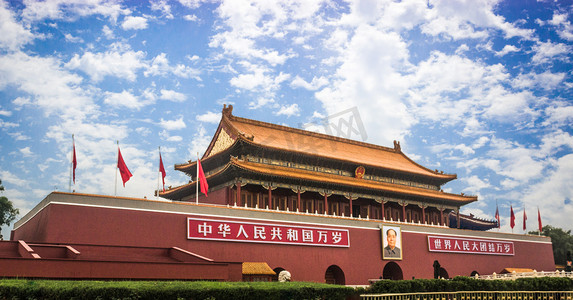 中国风花纹边框摄影照片_天安门广场摄影图