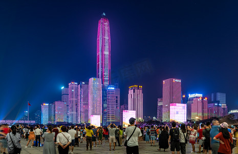 市民中心摄影照片_深圳市民中心灯光秀摄影图