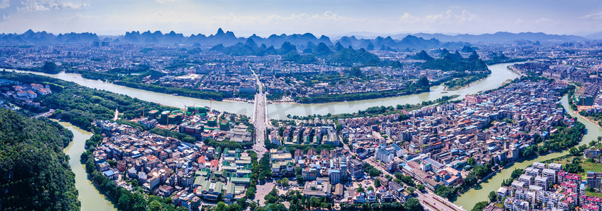全景航拍桂林城市全景拼接航拍摄影图