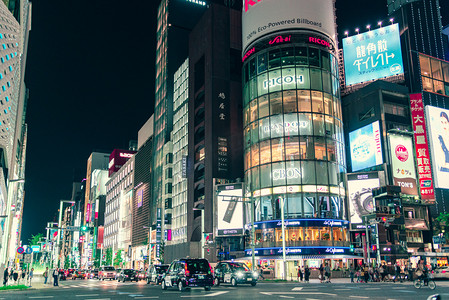 东京城市摄影照片_日本银座城市夜景摄影图