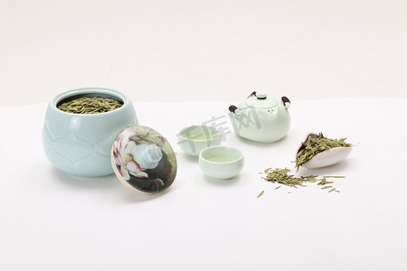 茶具摄影照片_羊脂玉白瓷茶具摄影图