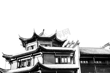 古风黑白摄影照片_古镇之行之水墨建筑摄影图