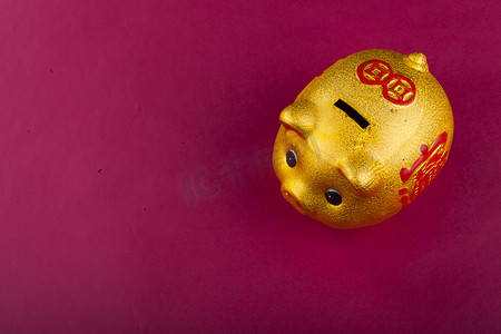 金猪储钱罐摄影图