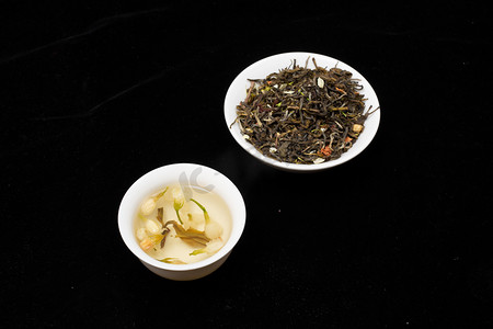 产品商图黑色纯色背景之野生花茶养生茶叶摄影图配图