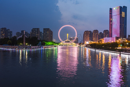 天津夜景摄影图
