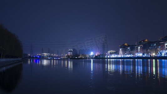 城市夜景系列之水边夜景摄影图