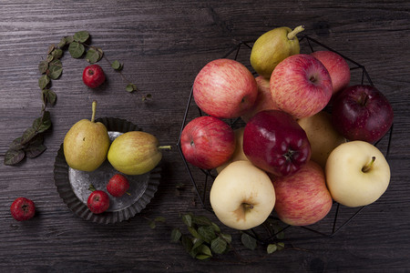 水果雪梨苹果摄影图