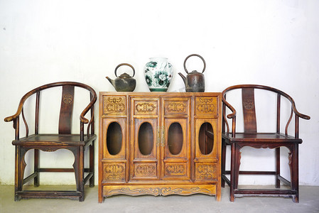 古风家具桌椅茶具摄影图