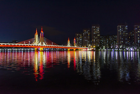 北运河夜景风光摄影图