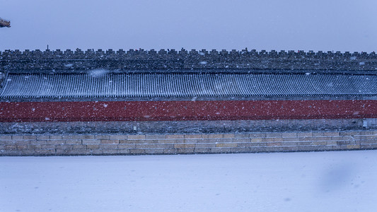 烟台雪景摄影照片_冬天故宫博物院城墙雪景摄影图