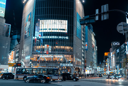 日本漫画素材摄影照片_日本城市街道现代夜晚摄影图